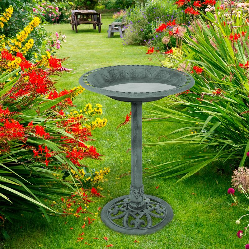 Nature Spring Outdoor Antique Bird Bath - Weather-Resistant Polyresin Basin for Yard and Patio Decor, 5 of 7