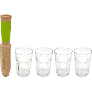 Cookut Morry Maple Wood 4-in-1 Mojito Tool with 15 Ounce Glasses - 1 of 4