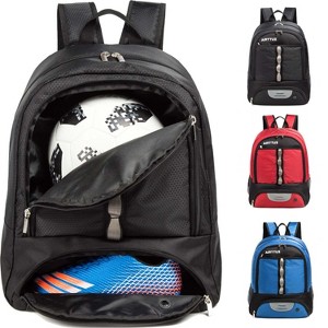 Generic Youth Soccer Bag Outdoor Sport Backpack for Basketball,Volleyball with Cleat Shoes and Ball Compartment. (Black) - 1 of 4