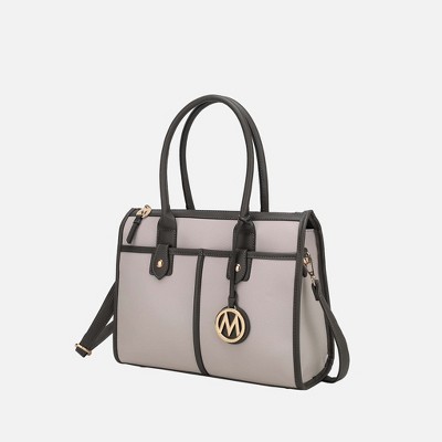 MKF Collection Livia Women's Satchel Bag Vegan Leather by Mia K - Light Gray Charcaal