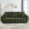 TIRAMISUBEST Modern Teddy Velvet Deep Seat Sofa with Pillows, Solid Wood Frame Upholstered Low Legs Couch - 3 of 4