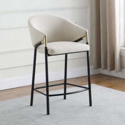 Beige Slanted Arm Counter Stool Set of Two