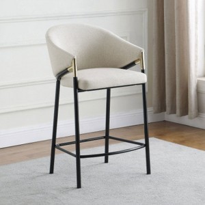 Beige Slanted Arm Counter Stool Set of Two - 1 of 4
