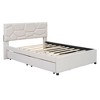 Luxury Linen Upholstered Bed with Stylish Brick Headboard & Twin XL Trundle - Dream Bedroom Essential - 2 of 4
