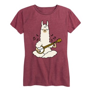 Women's - Country Casuals - Llama Playing Banjo Short Sleeve Graphic T-Shirt - 1 of 4