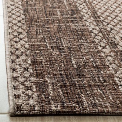 Beige and Brown Flat Woven Synthetic Indoor/Outdoor Rug