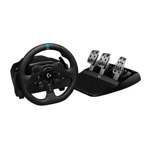 Logitech G923 Racing Wheel and Pedals, TRUEFORCE Feedback, Responsive Driving, Dual Clutch Launch, Leather Wheel Cover, for PS4/5, PC, Mac - Black - 1 of 4