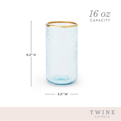 Twine Aqua Bubble Gold Rimmed Glass Tumblers