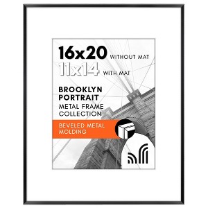 Americanflat Aluminum 16x20 Picture Frame with Shatter-Resistant Glass - Use as 11x14 with Mat or 16x20 Without Mat - Brooklyn Collection - Black - 1 of 1