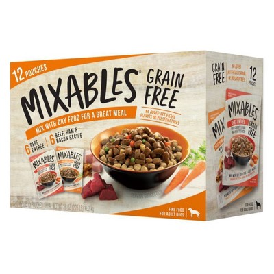 Mixables Grain Free Wet Dog Food Beef Entrée & Beef, Ham & Bacon Recipe - 3oz/12ct Variety Pack