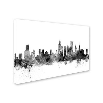 Michael Tompsett 'Chicago Illinois Skyline B&W' Matted Framed Art