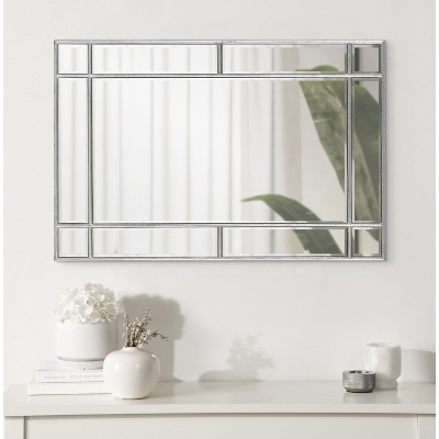 Silver Rectangular Wood Vanity Wall Mirror 20 x 30