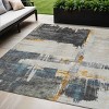 Charcoal Gray And Tan Abstract Washable Indoor Outdoor Area Rug - 2 of 4