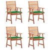 vidaXL Patio Chair Set of 4 Natural wood, Green - 2 of 4