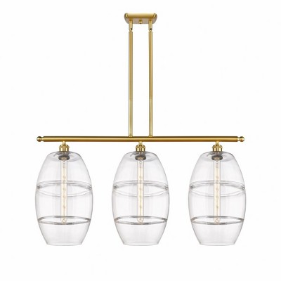 Vaz - 3 Light Stem Hung Island In Industrial Style-19 Inches Tall and 36.5 Inches Wide