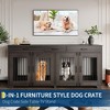 Modern Double Dog Crate Furniture - 71" Wooden Kennel for 2 Dogs, Heavy-Duty Pet House w/Divider & 3 Drawers, Furniture Style TV Stand - 2 of 4