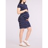 Women's Crewneck Short Sleeve Side Ruched Bodycon Mini Dress | Motherhood Maternity - 3 of 4