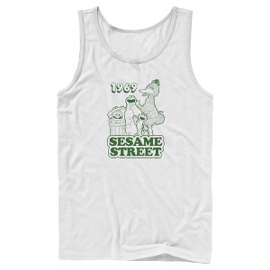 Men's Sesame Street Group Green Outline 1969 Tank Top - 1 of 4