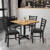 Emma and Oliver 36SQ Natural Table Set-X-Base & 4 Ladder Back Chairs,Black Seat - 2 of 3