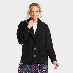 Women's Fleece Shawl Collar Jacket - Knox Rose™