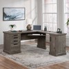 66"x66" Aspen Post 2 Cartons L Shape Desk Pebble Oak- Sauder: Office Workstation with Fixed Shelf - 3 of 4
