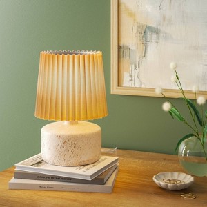 Mini Faux Wood Table Lamp with Pleated Shade - Room Essentials™ - 1 of 4