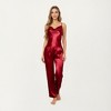 Anna-Kaci Lounge Women's 2-Piece Set Satin Cowl Neck Camisole and Sheer Floral Velvet Overlay Pants - 2 of 4