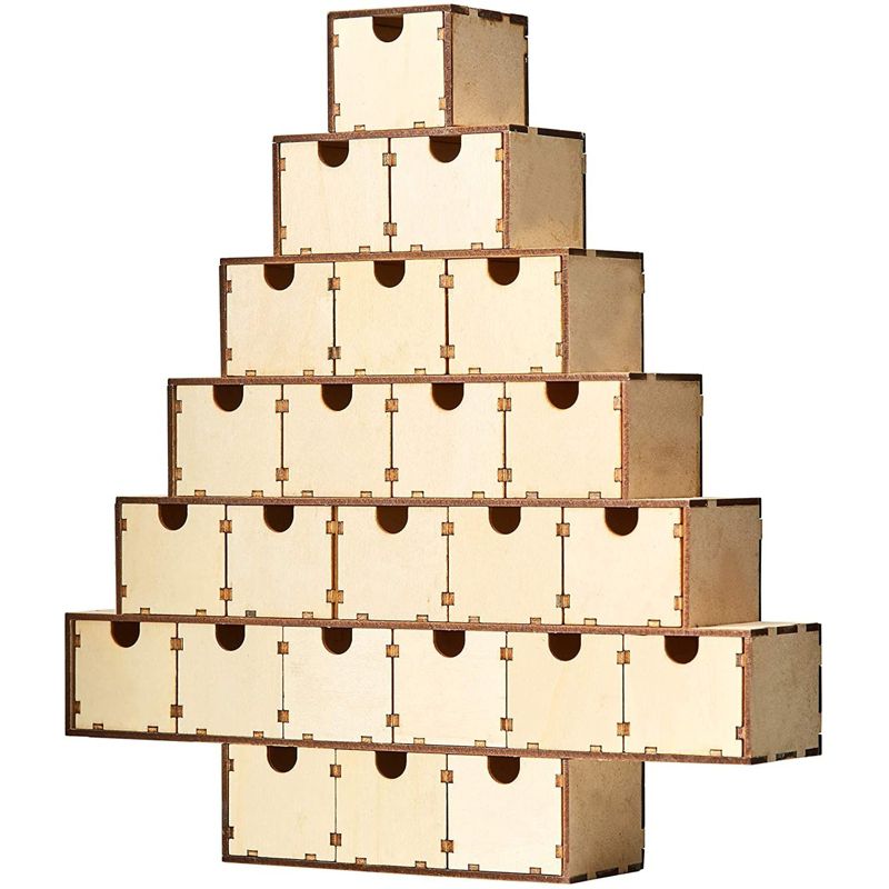Juvale Wooden Advent Calendar, Unfinished Wood Christmas Tree (13.2 x 12.2 x 2.5 In), 1 of 7