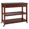 Solid Black Granite Top Kitchen Cart/Island with Optional Stool Storage - Classic Cherry - Crosley - image 2 of 4