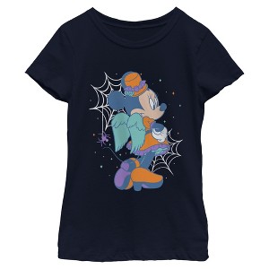 Girls Minnie Mouse Halloween Pose Angel Wings Bats and Webs T Shirt - 1 of 4