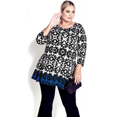 AVENUE | Women's Plus Size Blouse Longline - Brushed Diamond - 26W/28W