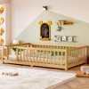 BABYYER Twin Size Kids Bed Frame with Safety Guardrails, Solid Wood Floor Bed with Door, Montessori Bed for Bedroom, Perfect for Boys & Girls - 3 of 4