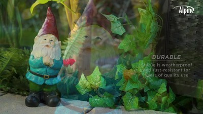 12" Colorful Polystone Bearded Garden Gnome Statue with Red Hat