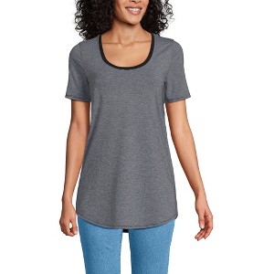 Lands' End Women's Short Sleeve Power Performance Scoop Neck Curved Hem Tunic Tee - 1 of 4