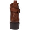GC Shoes Georgia Cognac 6 Buckle Studded Strap Croc Block Heel Ankle Boots - 3 of 4