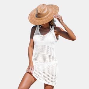 Women's Knit Sleeveless Cutout Mini Cover-Up Dress - Cupshe - 1 of 4