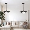 PAKOKULA 1-Light Black Diffuser Pendant Light with Metal Pleated black Shade and White Glass Shade - 4 of 4