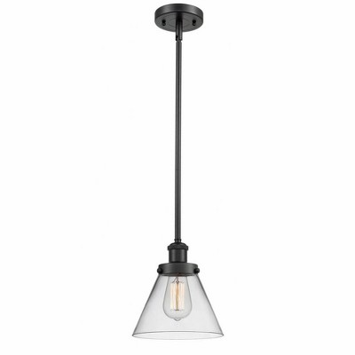 Cone - 1 Light Stem Hung Mini Pendant In Industrial Style-10 Inches Tall and 8 Inches Wide