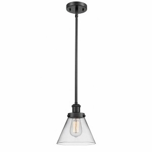 Cone - 1 Light Stem Hung Mini Pendant In Industrial Style-10 Inches Tall and 8 Inches Wide - 1 of 1