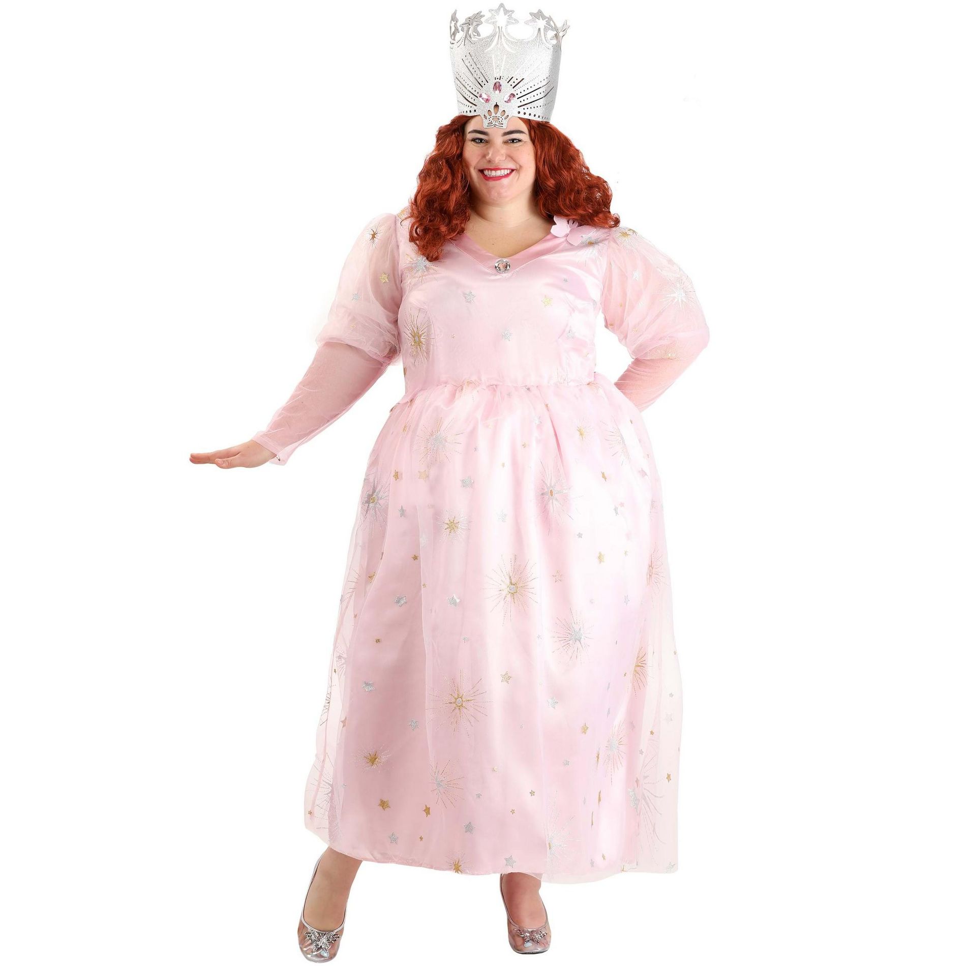 HalloweenCostumes.com 3X Women Plus Size Wizard of Oz Glinda Costume for Women,  Pink/Pink/Gray