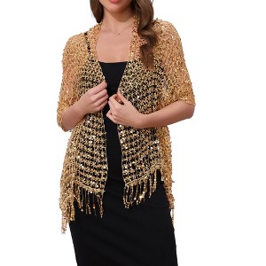 INSPIRE CHIC Women's Sequin Shawls and Wraps for Evening Dresses Fringed Sparkly Scarf 1Pc - 1 of 4