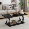 Bekrvio 2-Tier Coffee Table with Storage, 41.7" Rectangular Wood Center Table with Geometric Metal Legs for Living Room, Modern Home Office Decor - 3 of 4