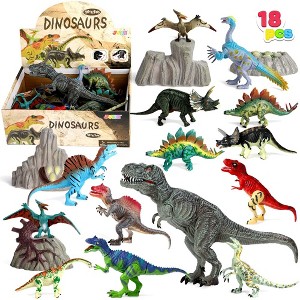SYNCFUN Kids Dinosaur Toy, 18 Pcs 6" to 9" Realistic Figures with Movable Jaws T-Rex, Triceratops, Educational Toys, Christmas Birthday Gifts - 1 of 4