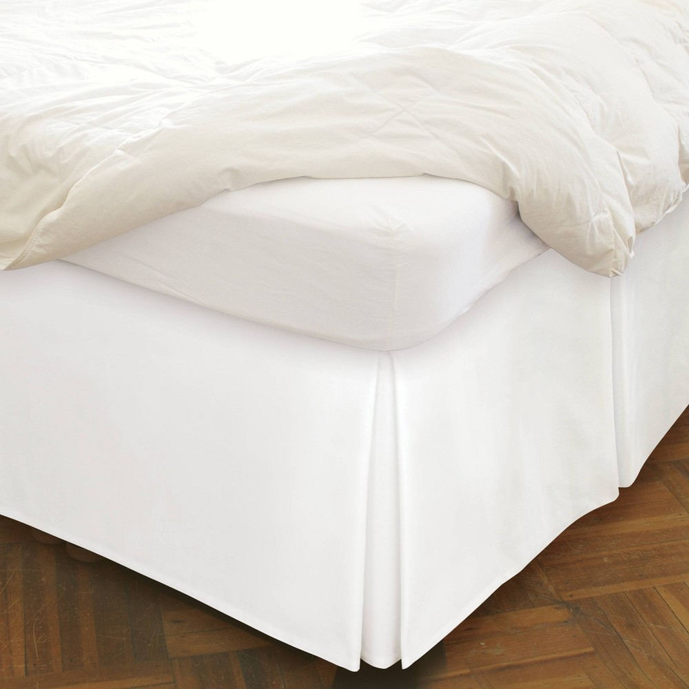Photos - Bed Linen Twin Extra Long Underbed Storage 21" Drop Tailored Bedskirt White - Space