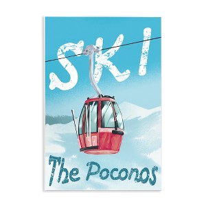 Stupell Industries The Poconos Red Ski Trolly Snowy Mountain Hill, 15" x 10" - 1 of 4