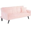 NicBex Minimalist Corduroy Couch,Straight-Line Sofa with Retractable Cup Holder,Modern Couches for Sitting and Lying in Living Room,Bedroom - 2 of 4