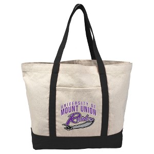 University Of Mount Union Primary Logo Canvas Tote Bag With External Pocket, Reusable Shoulder Bag for Shopping, School, Beach - 1 of 4