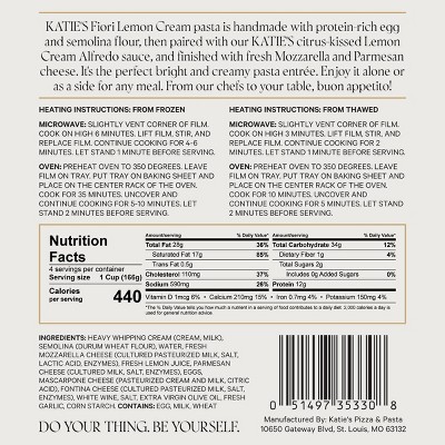 Katie's Fiori Lemon Cream Pasta Bake - 24oz