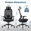 High Back Mesh Office Chair with Adjustable Headrest, 4D Armrests, Lumbar Support, Sliding Seat & Tilt Lock, Comfortable Executive Desk Chair - Black - 4 of 4