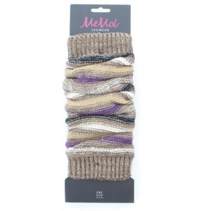 Memoi Women's Multi Stripe Knit Legwarmer Camel One Size - 1 of 1